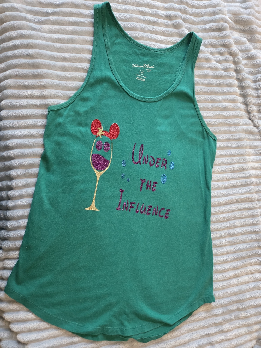 Custom Made Tank Top with Glitter 'Under the Influence' Graphic